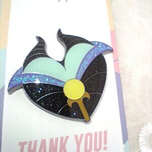 Loungefly Disney Villains Glitter Heart Blind Box Enamel Pin-Maleficent